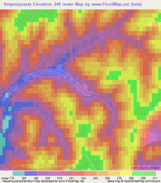 Vetyempuszta,Hungary Elevation Map