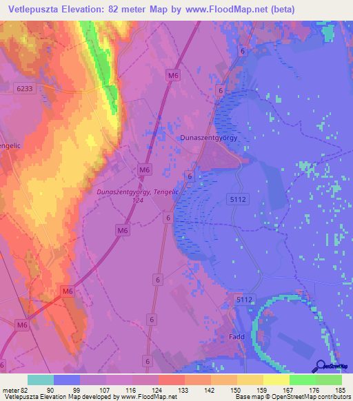 Vetlepuszta,Hungary Elevation Map