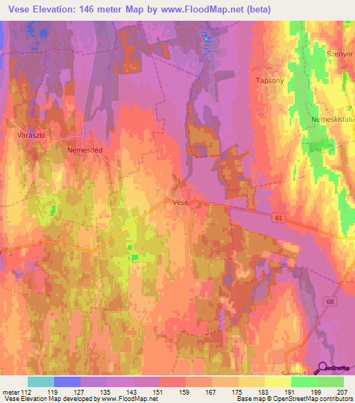 Vese,Hungary Elevation Map