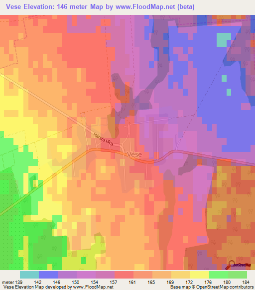 Vese,Hungary Elevation Map