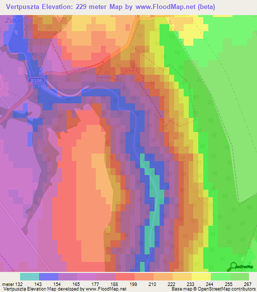 Vertpuszta,Hungary Elevation Map