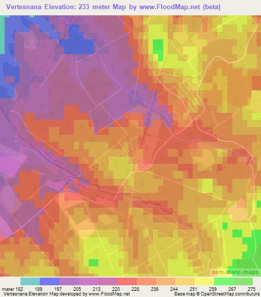 Vertesnana,Hungary Elevation Map