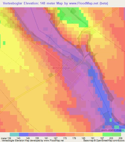 Vertesboglar,Hungary Elevation Map