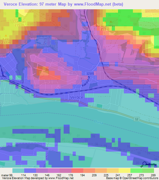 Veroce,Hungary Elevation Map