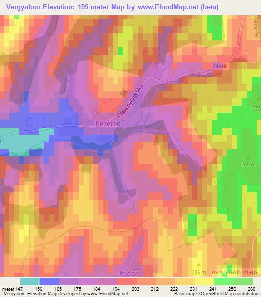 Vergyalom,Hungary Elevation Map
