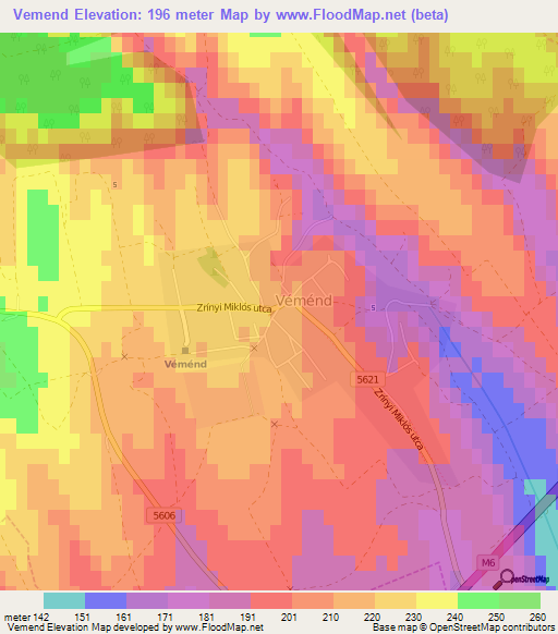 Vemend,Hungary Elevation Map