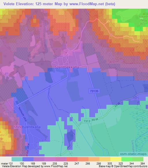 Velete,Hungary Elevation Map