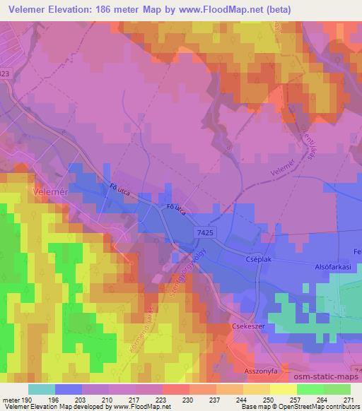 Velemer,Hungary Elevation Map