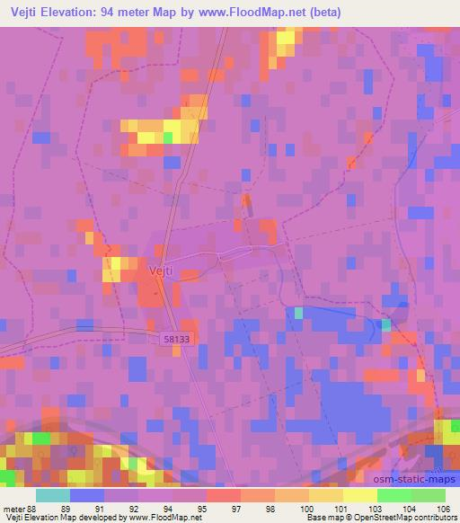 Vejti,Hungary Elevation Map