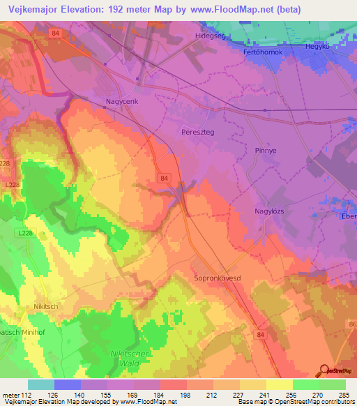 Vejkemajor,Hungary Elevation Map