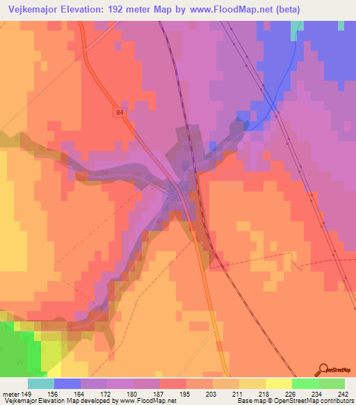 Vejkemajor,Hungary Elevation Map