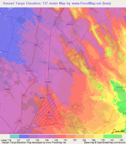 Vaszari Tanya,Hungary Elevation Map