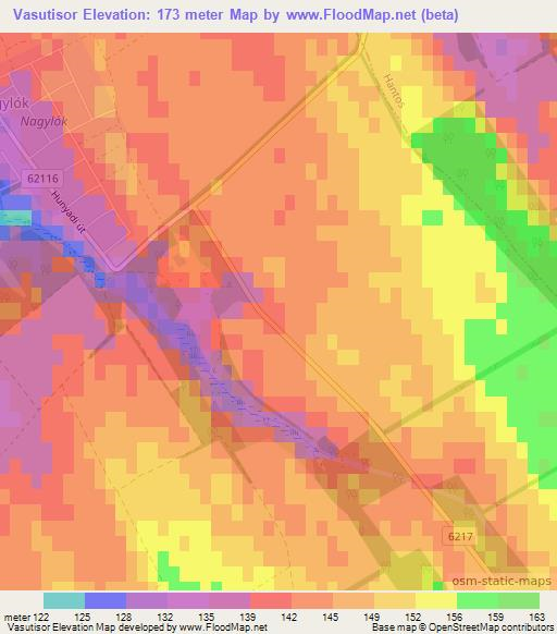 Vasutisor,Hungary Elevation Map