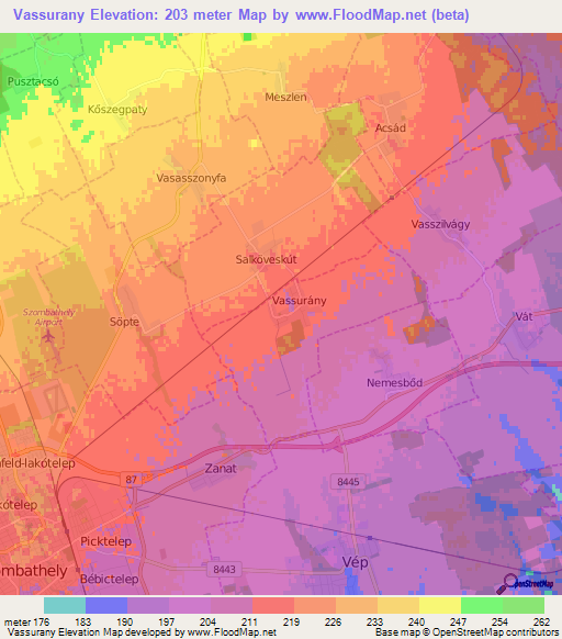 Vassurany,Hungary Elevation Map