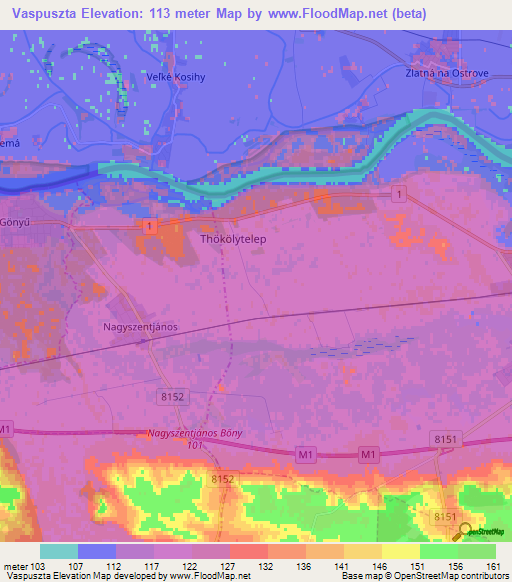 Vaspuszta,Hungary Elevation Map