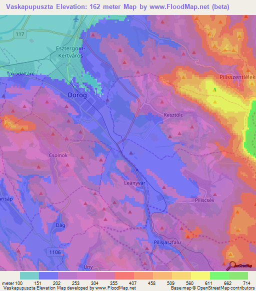 Vaskapupuszta,Hungary Elevation Map