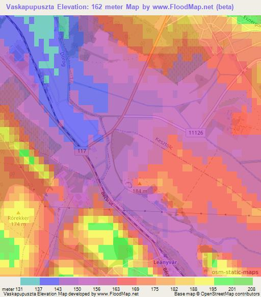 Vaskapupuszta,Hungary Elevation Map