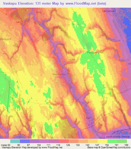 Vaskapu,Hungary Elevation Map