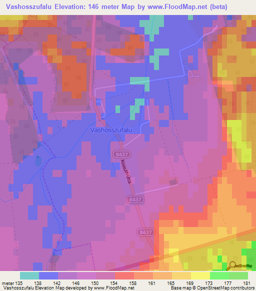 Vashosszufalu,Hungary Elevation Map