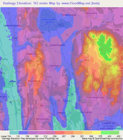 Vashegy,Hungary Elevation Map