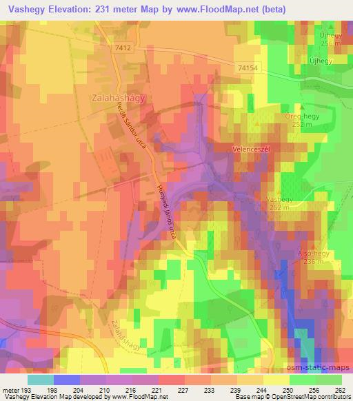 Vashegy,Hungary Elevation Map