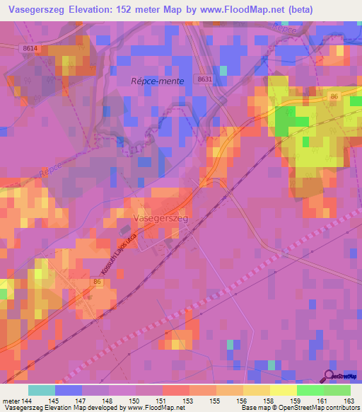Vasegerszeg,Hungary Elevation Map