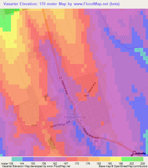 Vasarter,Hungary Elevation Map