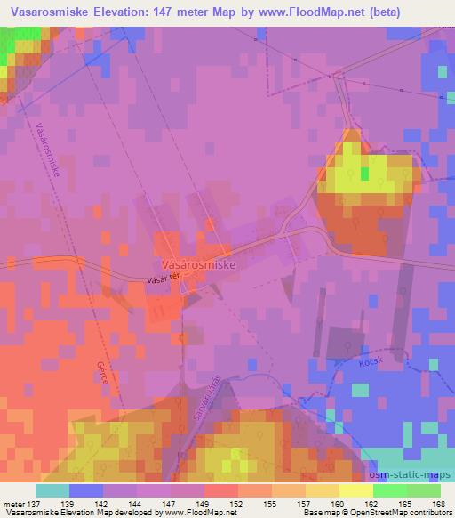 Vasarosmiske,Hungary Elevation Map