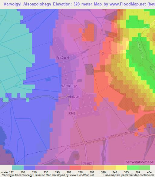 Varvolgyi Alsoszolohegy,Hungary Elevation Map