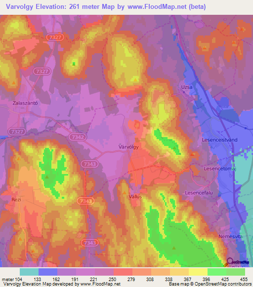 Varvolgy,Hungary Elevation Map