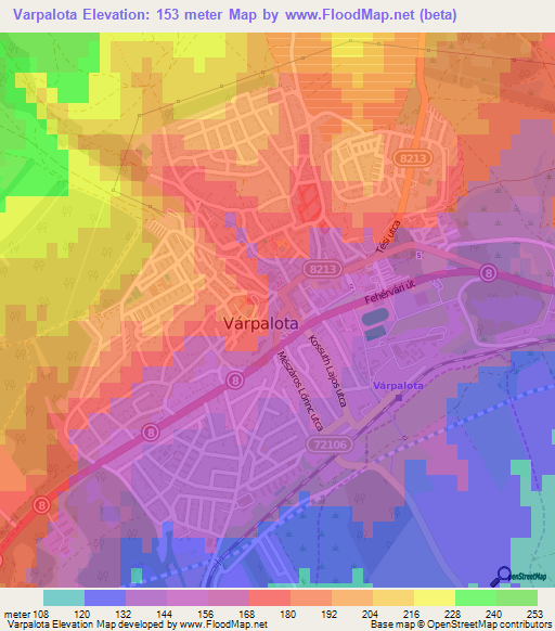 Varpalota,Hungary Elevation Map