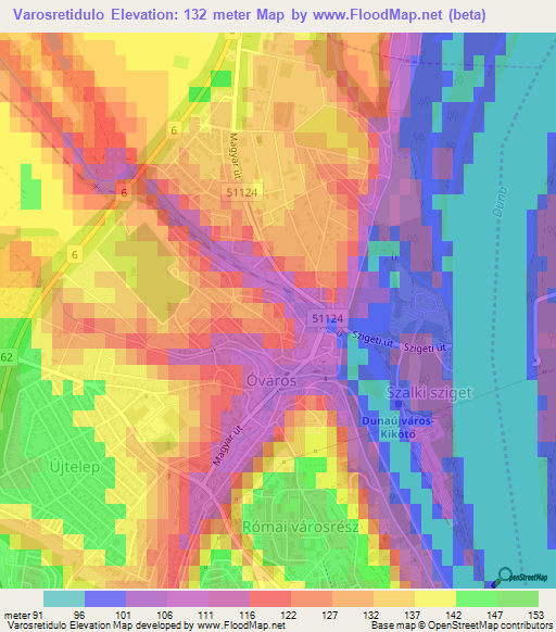 Varosretidulo,Hungary Elevation Map