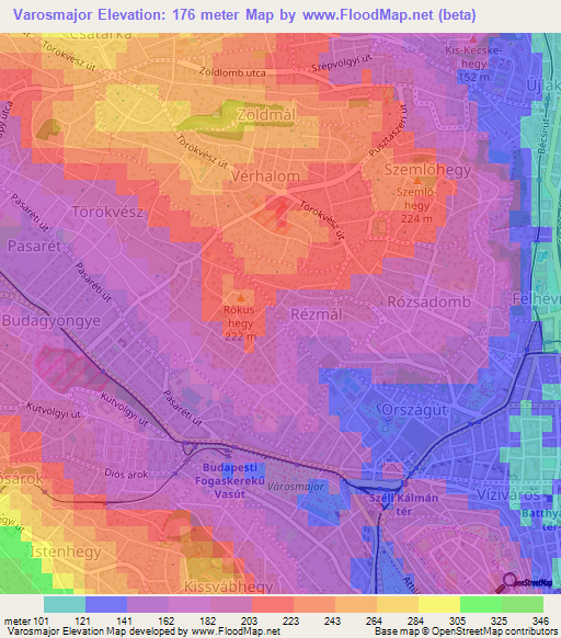 Varosmajor,Hungary Elevation Map