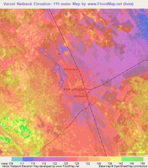Varosi Nadasok,Hungary Elevation Map