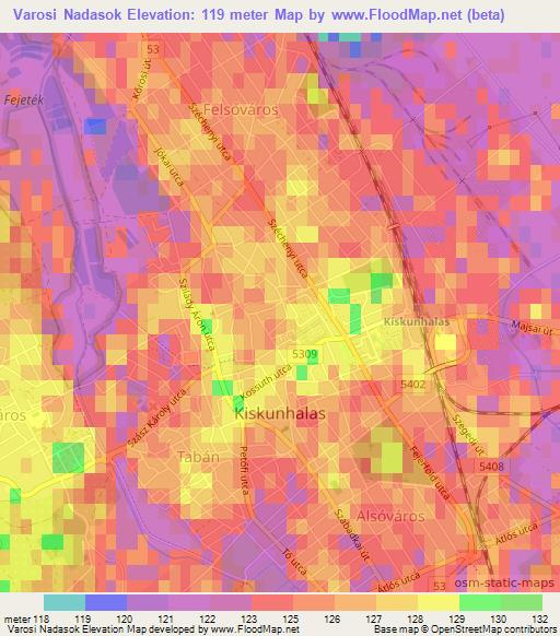 Varosi Nadasok,Hungary Elevation Map