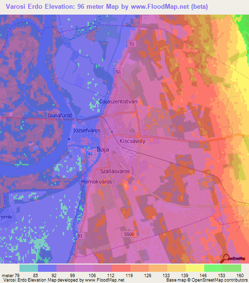 Varosi Erdo,Hungary Elevation Map