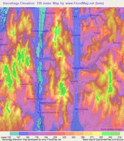Varoshegy,Hungary Elevation Map