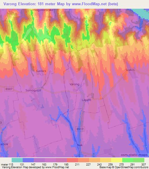 Varong,Hungary Elevation Map