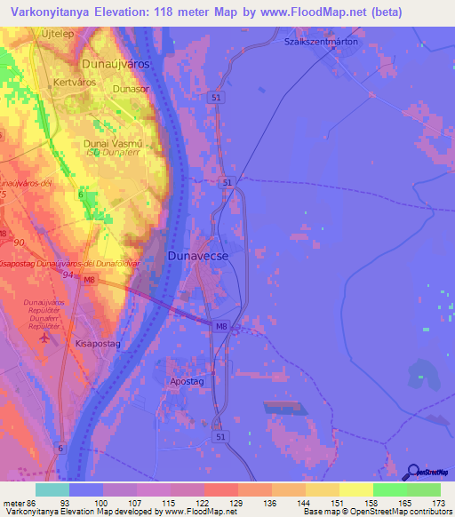 Varkonyitanya,Hungary Elevation Map