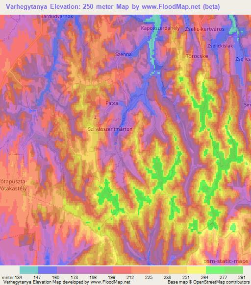 Varhegytanya,Hungary Elevation Map