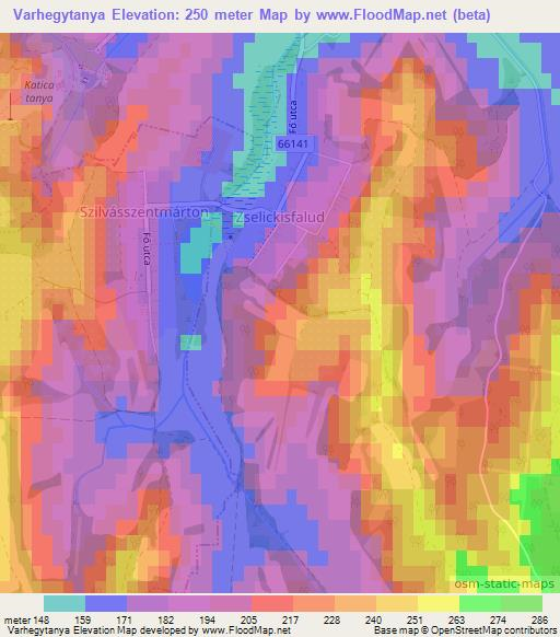 Varhegytanya,Hungary Elevation Map