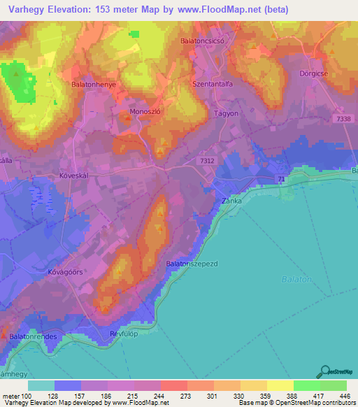 Varhegy,Hungary Elevation Map