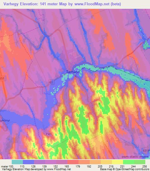 Varhegy,Hungary Elevation Map
