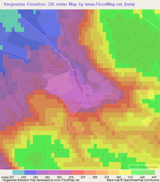 Vargesztes,Hungary Elevation Map