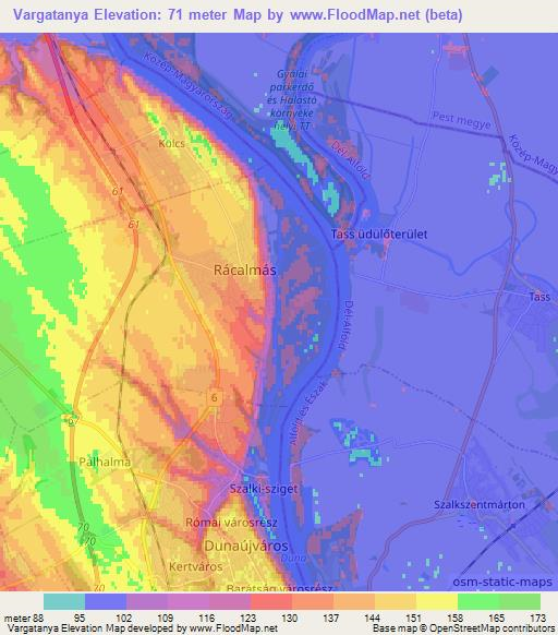 Vargatanya,Hungary Elevation Map