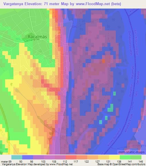 Vargatanya,Hungary Elevation Map