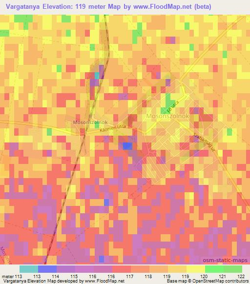 Vargatanya,Hungary Elevation Map