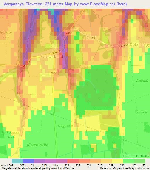 Vargatanya,Hungary Elevation Map
