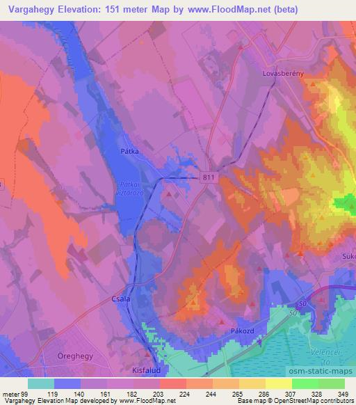 Vargahegy,Hungary Elevation Map