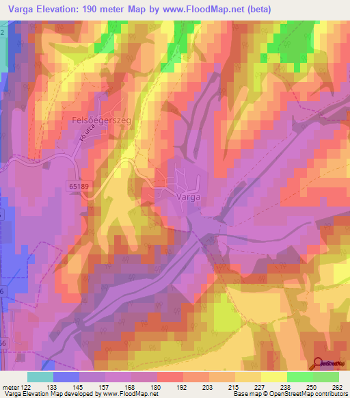 Varga,Hungary Elevation Map